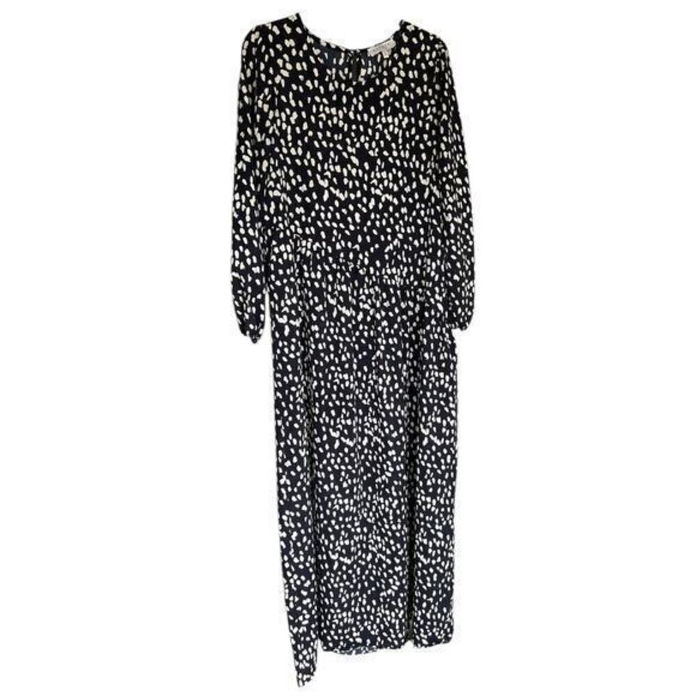 HAYDEN Anthropologie Black Animal print ultra maxi boho dress loose fit sz M